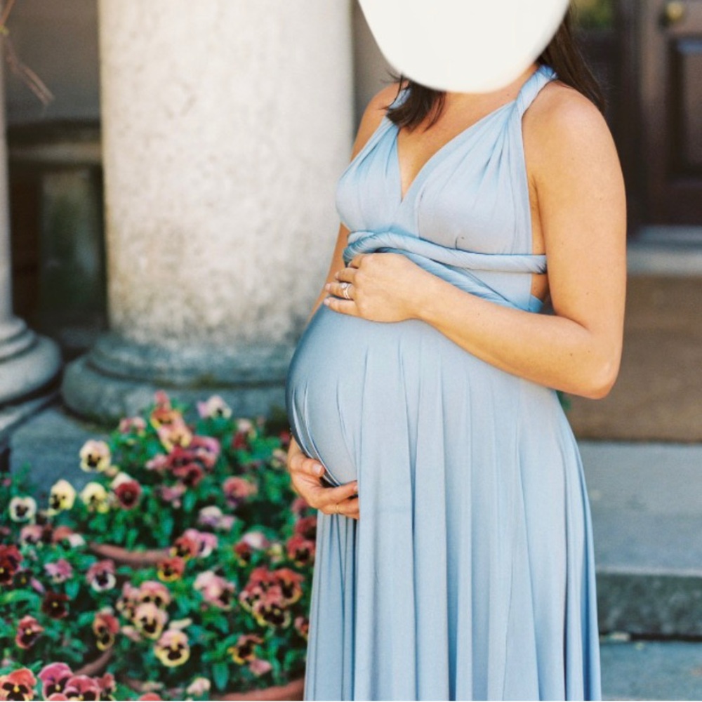 Dusty Blue Wrap Gown - Bump Friendly!